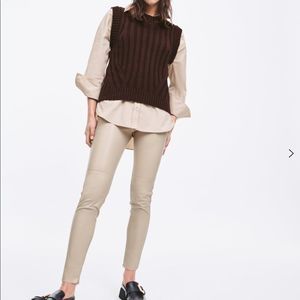 ZARA FAUX LEATHER HIGH WAIST SAND LEGGINGS